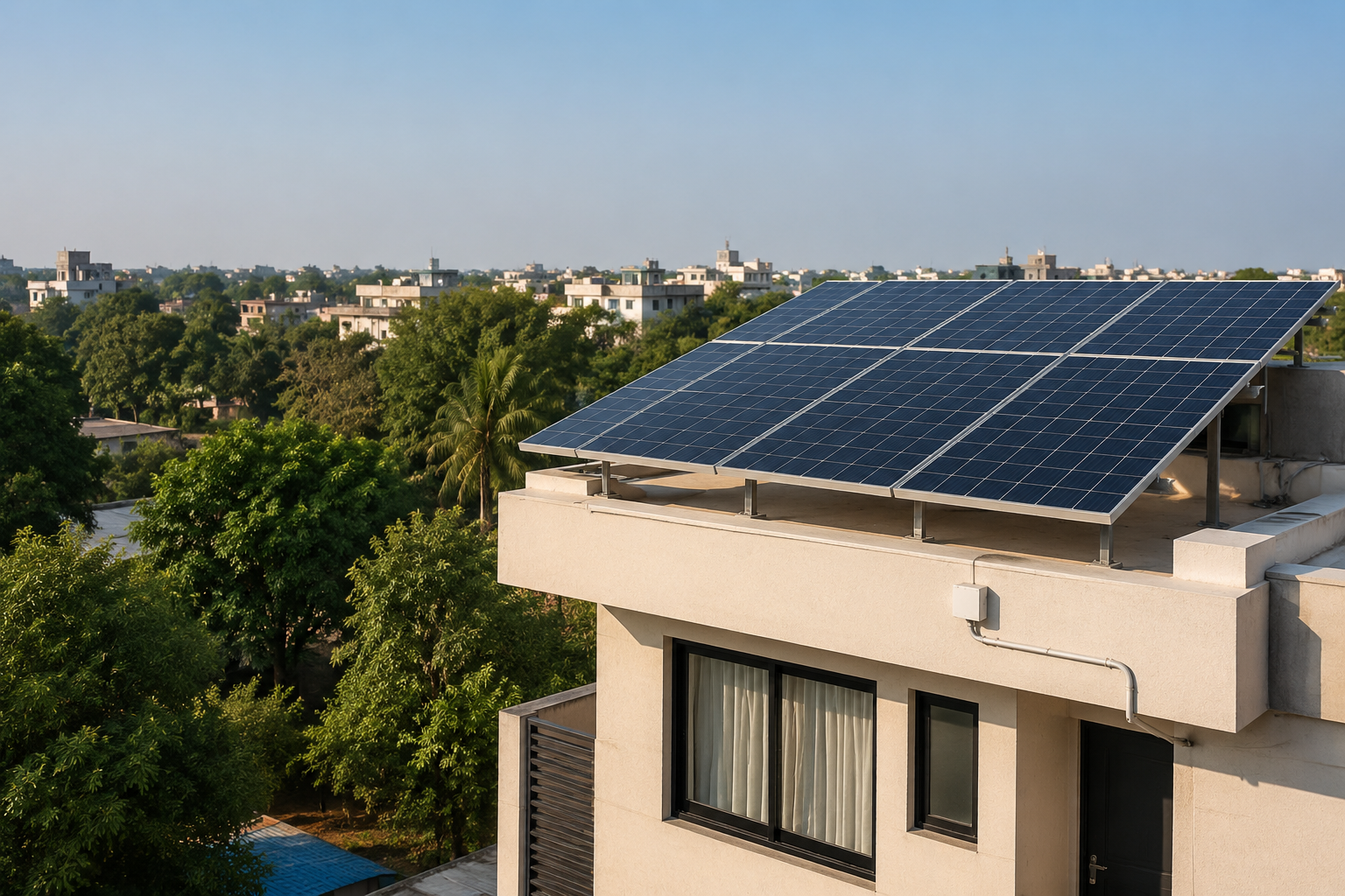 Professionally installed rooftop solar panels on a modern home in Nagpur